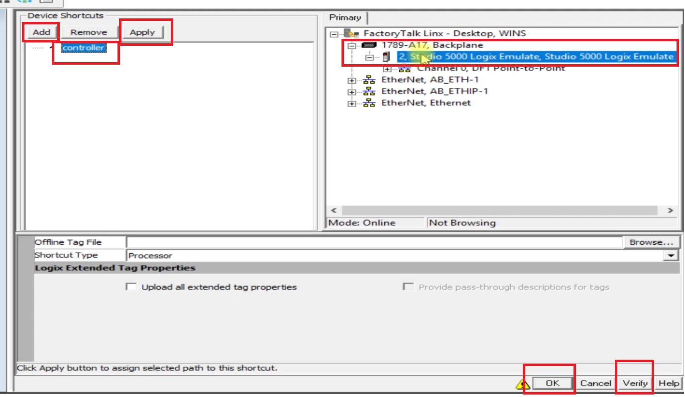 Factorytalk Communication Setup